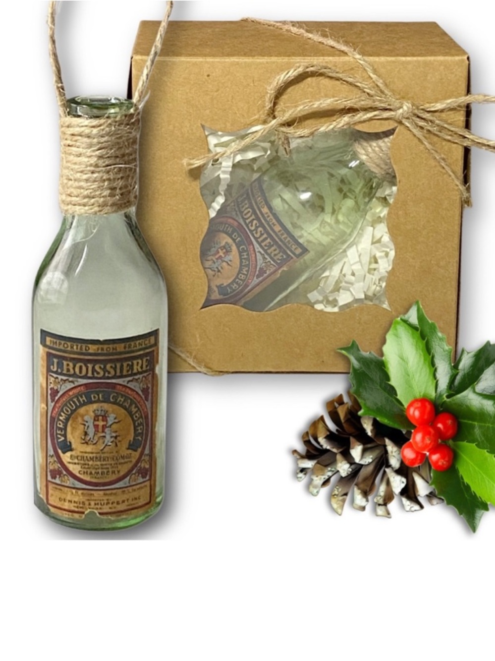 J. Boissiere Vermouth Chambéry Artisan Vintage Glass Miniature Bottle Ornament
